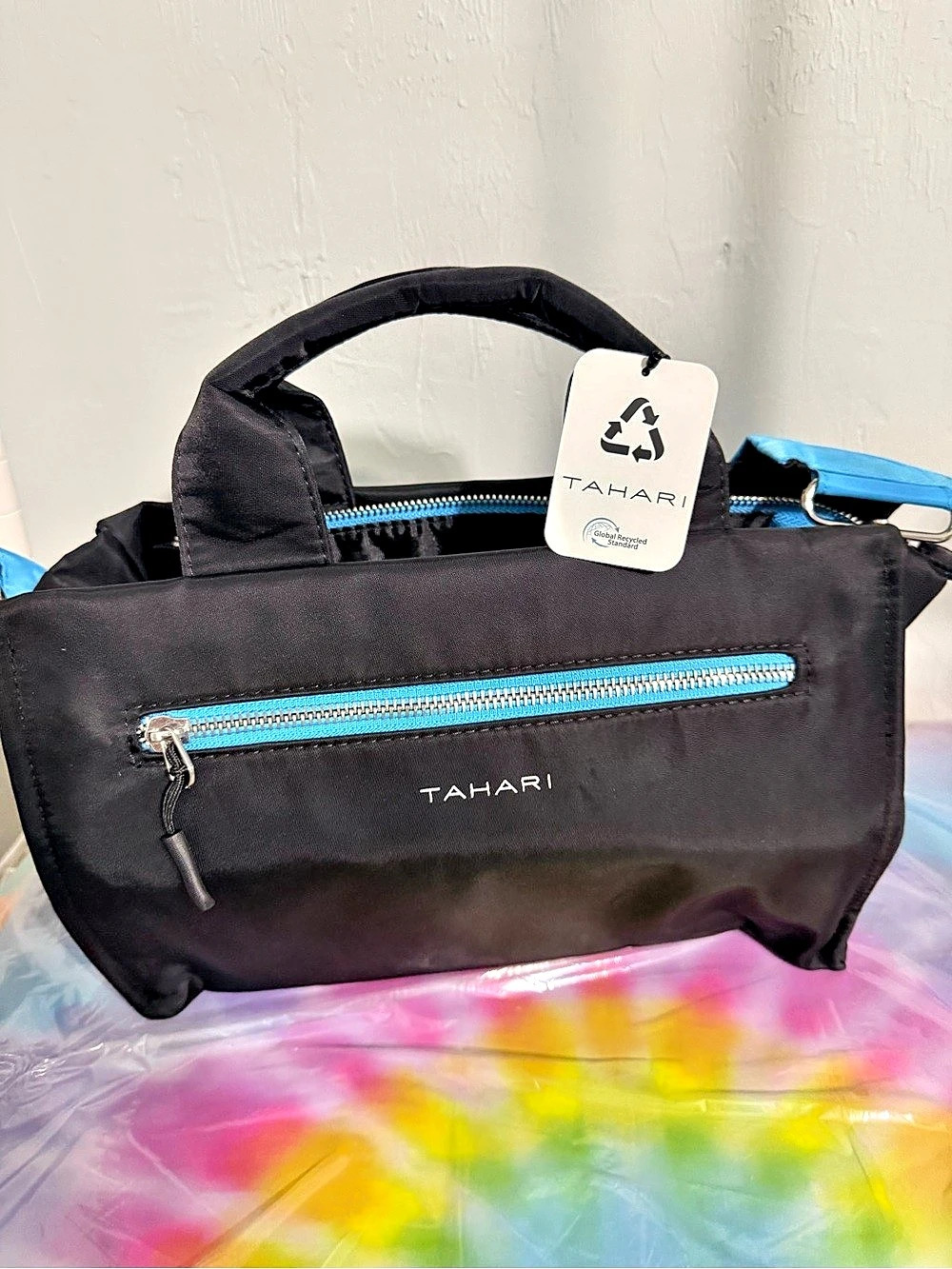 Tahari Style 1759 Tote Bag in Black & Blue NWT